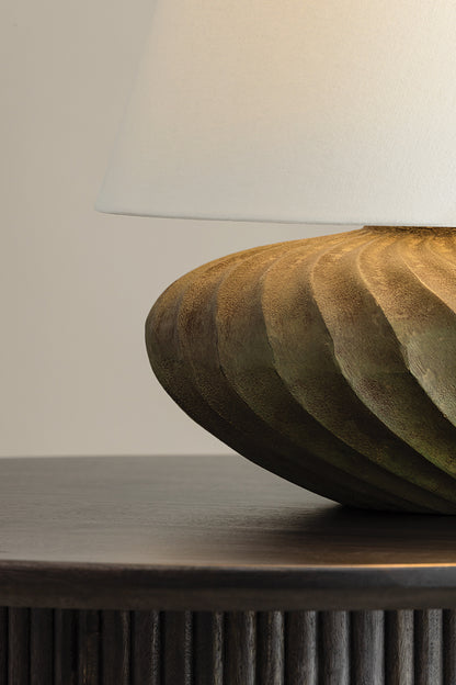 Hudson Valley Arlin 18" Table Lamp in Patina Brass, room setting 2