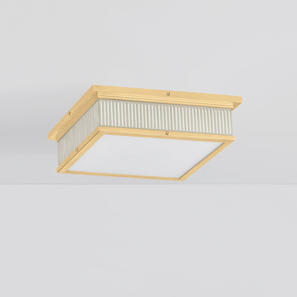 Hudson Valley Ashdown Square Flush Mount in Aged Brass / Off White, alternate view 1