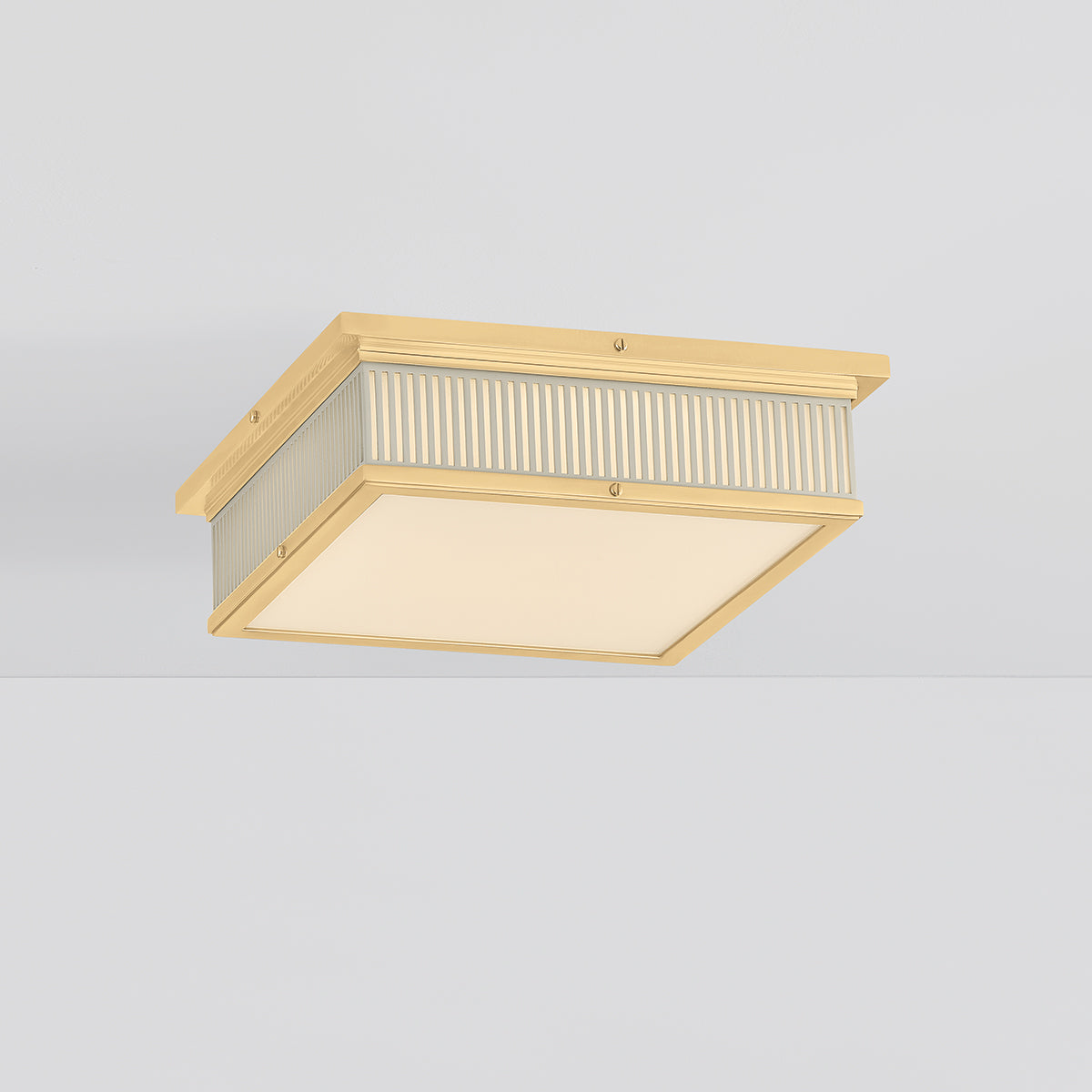 Hudson Valley Ashdown Square Flush Mount in Aged Brass / Off White, alternate view 2