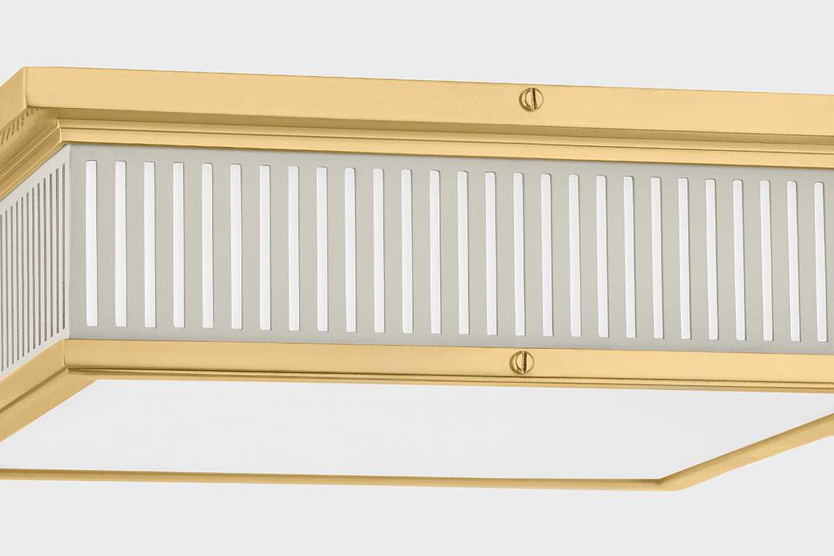 Hudson Valley Ashdown Square Flush Mount in Aged Brass / Off White, room setting 1
