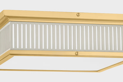 Hudson Valley Ashdown Square Flush Mount in Aged Brass / Off White, room setting 1