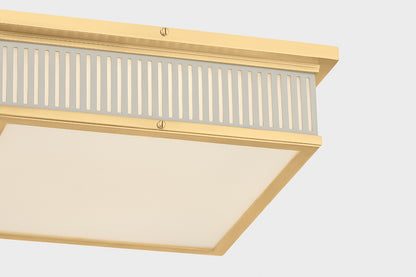 Hudson Valley Ashdown Square Flush Mount in Aged Brass / Off White, room setting 3