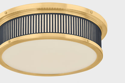 Hudson Valley Ashdown Round Flush Mount in Aged Brass / Distressed Bronze, room setting 3