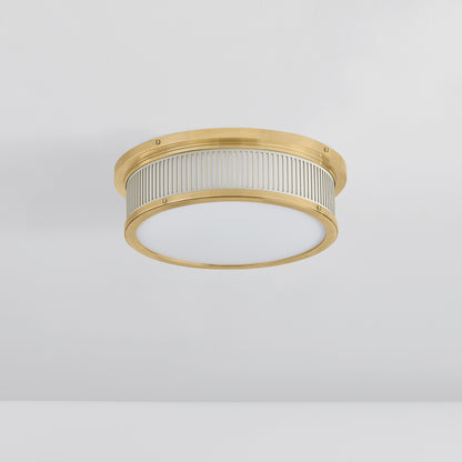 Hudson Valley Ashdown Round Flush Mount in Aged Brass / Off White, alternate view 1