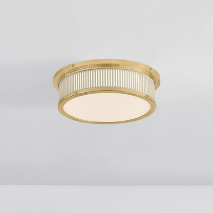 Hudson Valley Ashdown Round Flush Mount in Aged Brass / Off White, alternate view 2