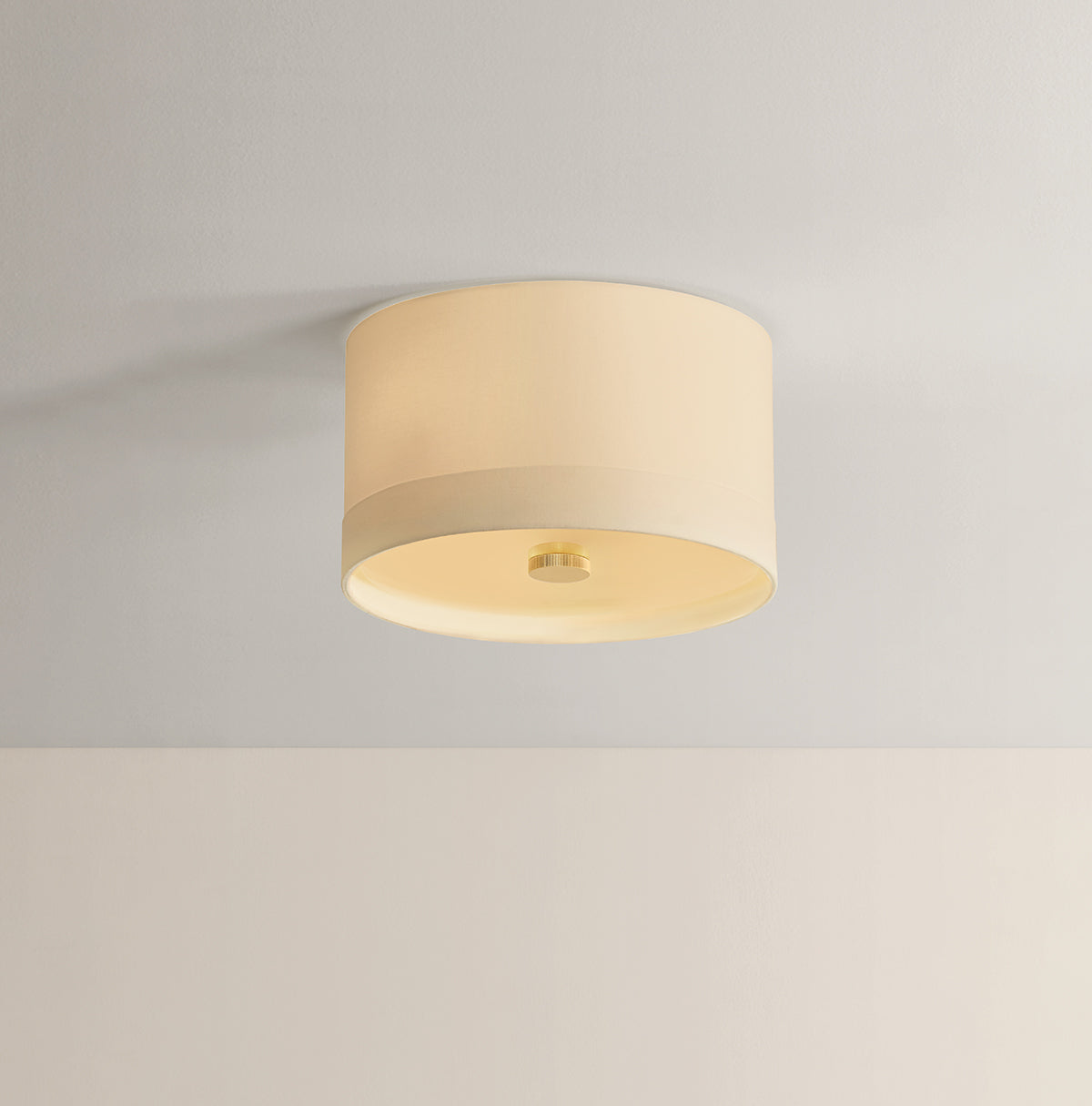 Hudson Valley Ashland 3-Light Flush Mount in Aged Brass, room setting 1