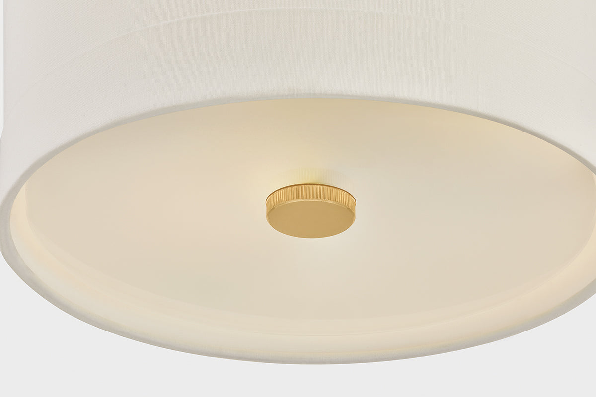 Hudson Valley Ashland 3-Light Flush Mount in Aged Brass, room setting 3