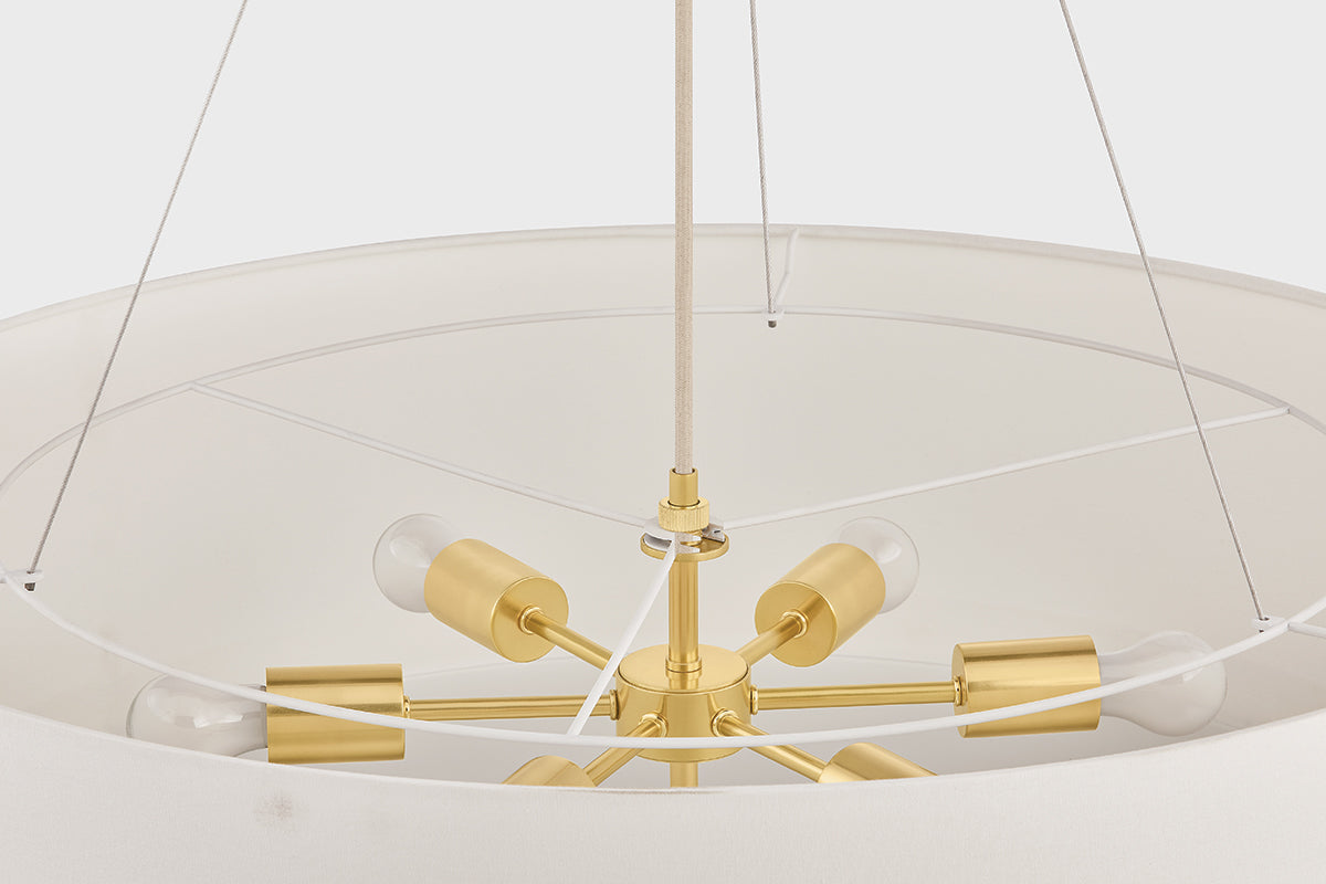 Hudson Valley Ashland 6-Light Pendant in Aged Brass, room setting 2