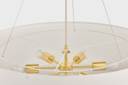 Hudson Valley Ashland 6-Light Pendant in Aged Brass, room setting 2