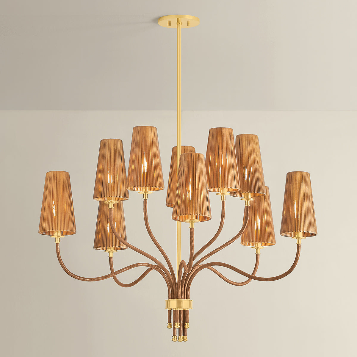 Hudson Valley Atwood 10-Light Chandelier in Aged Brass, alternate view 2
