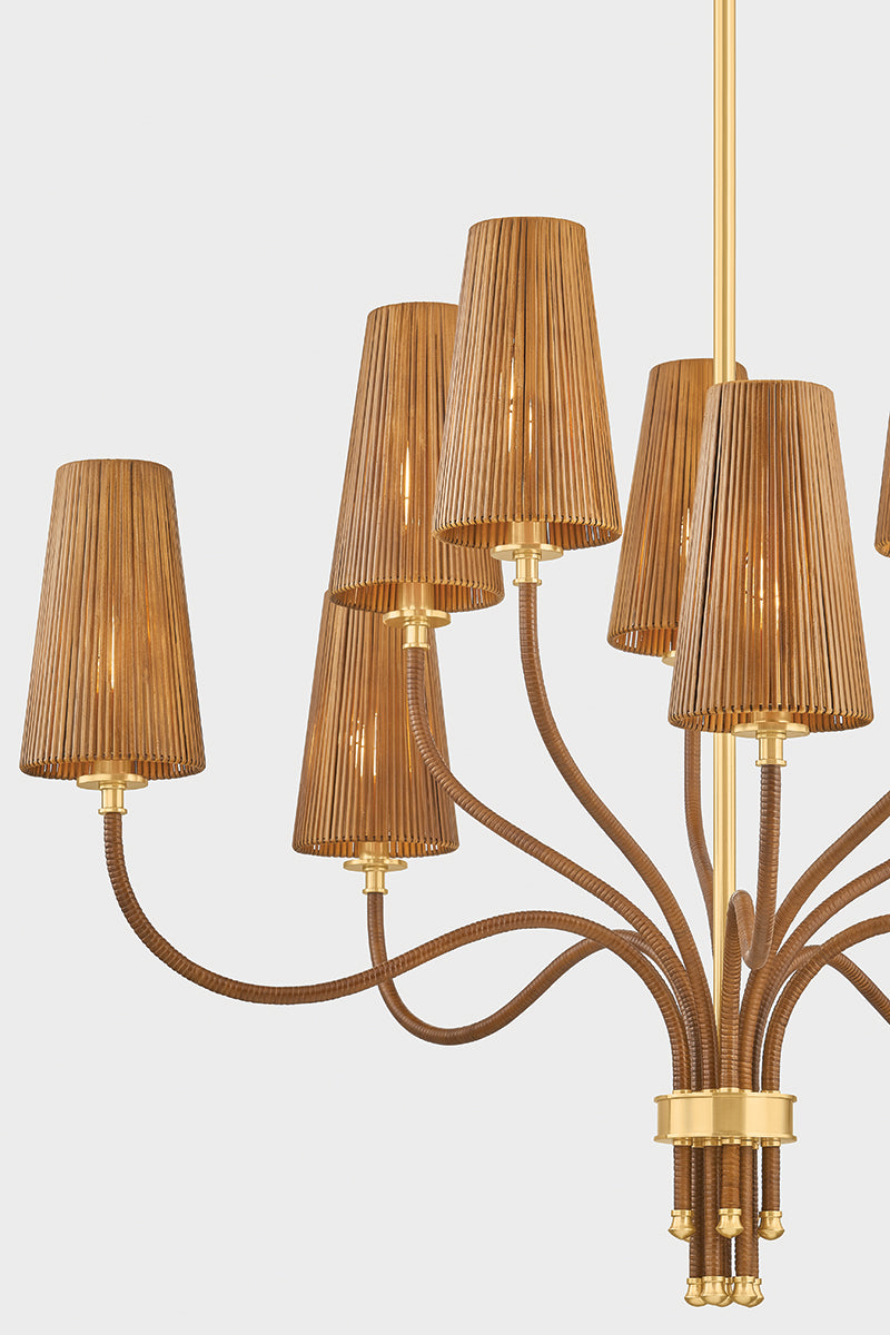 Hudson Valley Atwood 10-Light Chandelier in Aged Brass, room setting 2