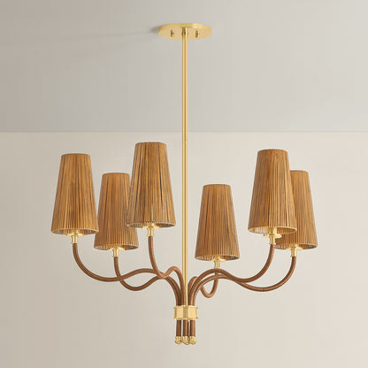 Hudson Valley Atwood 6-Light Chandelier in Aged Brass, alternate view 1