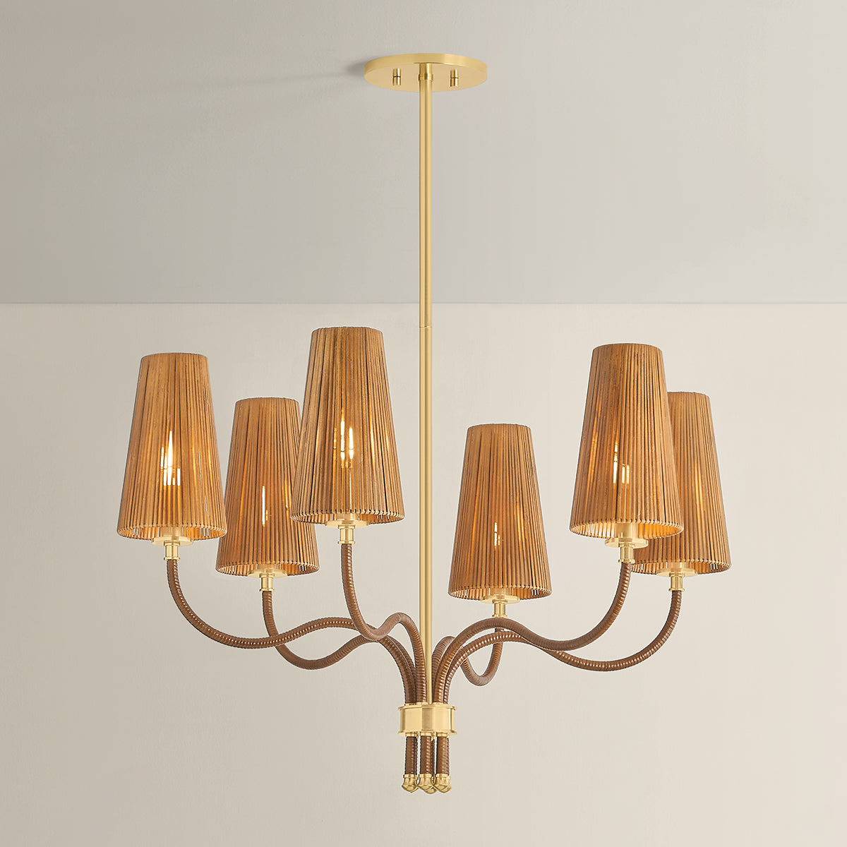 Hudson Valley Atwood 6-Light Chandelier in Aged Brass, alternate view 2