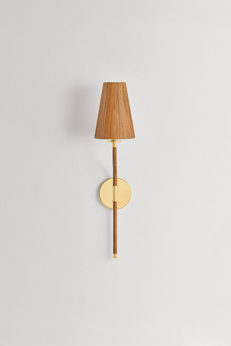 Hudson Valley Atwood Wall Sconce in Aged Brass, room setting 1