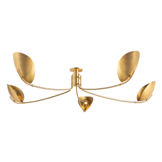 Hudson Valley Avondale 5-Light Semi-Flush Mount Aged Brass