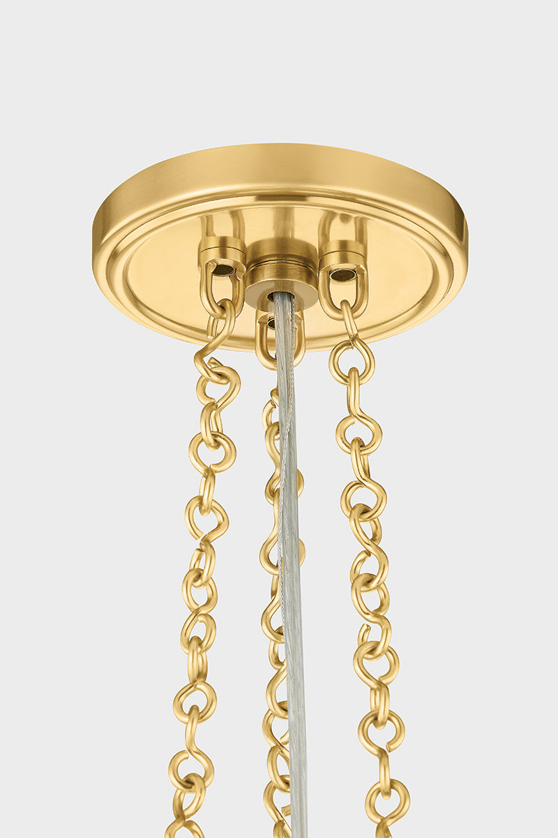 Hudson Valley Awosting 17" 3-Light Pendant in Aged Brass, room setting 1