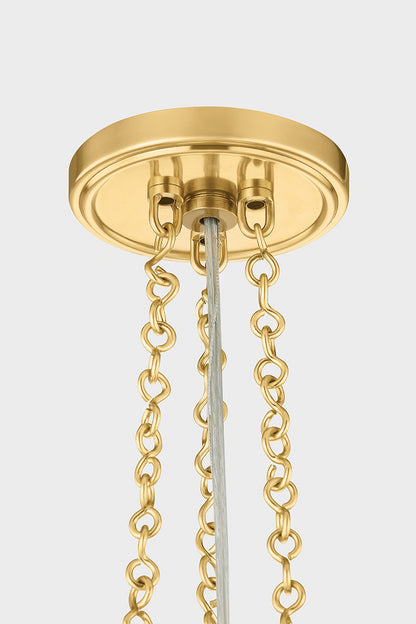 Hudson Valley Awosting 17" 3-Light Pendant in Aged Brass, room setting 1