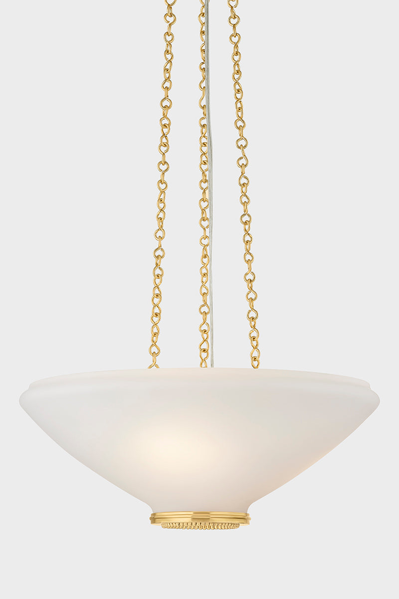 Hudson Valley Awosting 17" 3-Light Pendant in Aged Brass, room setting 2