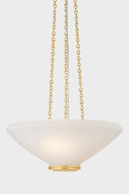 Hudson Valley Awosting 17" 3-Light Pendant in Aged Brass, room setting 2