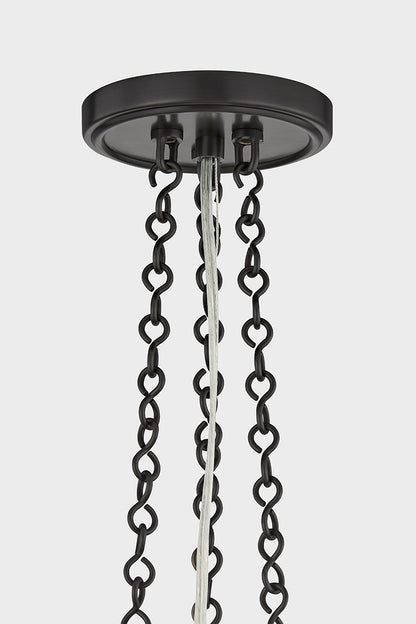 Hudson Valley Awosting 17" 3-Light Pendant in Distressed Bronze, room setting 1