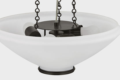 Hudson Valley Awosting 17" 3-Light Pendant in Distressed Bronze, room setting 3