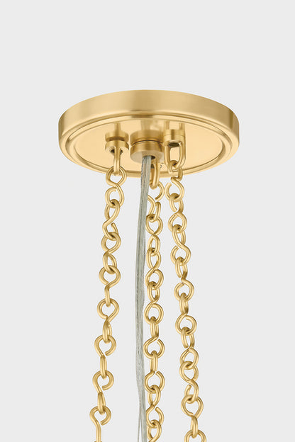 Hudson Valley Awosting 22" 3-Light Pendant in Aged Brass, room setting 1