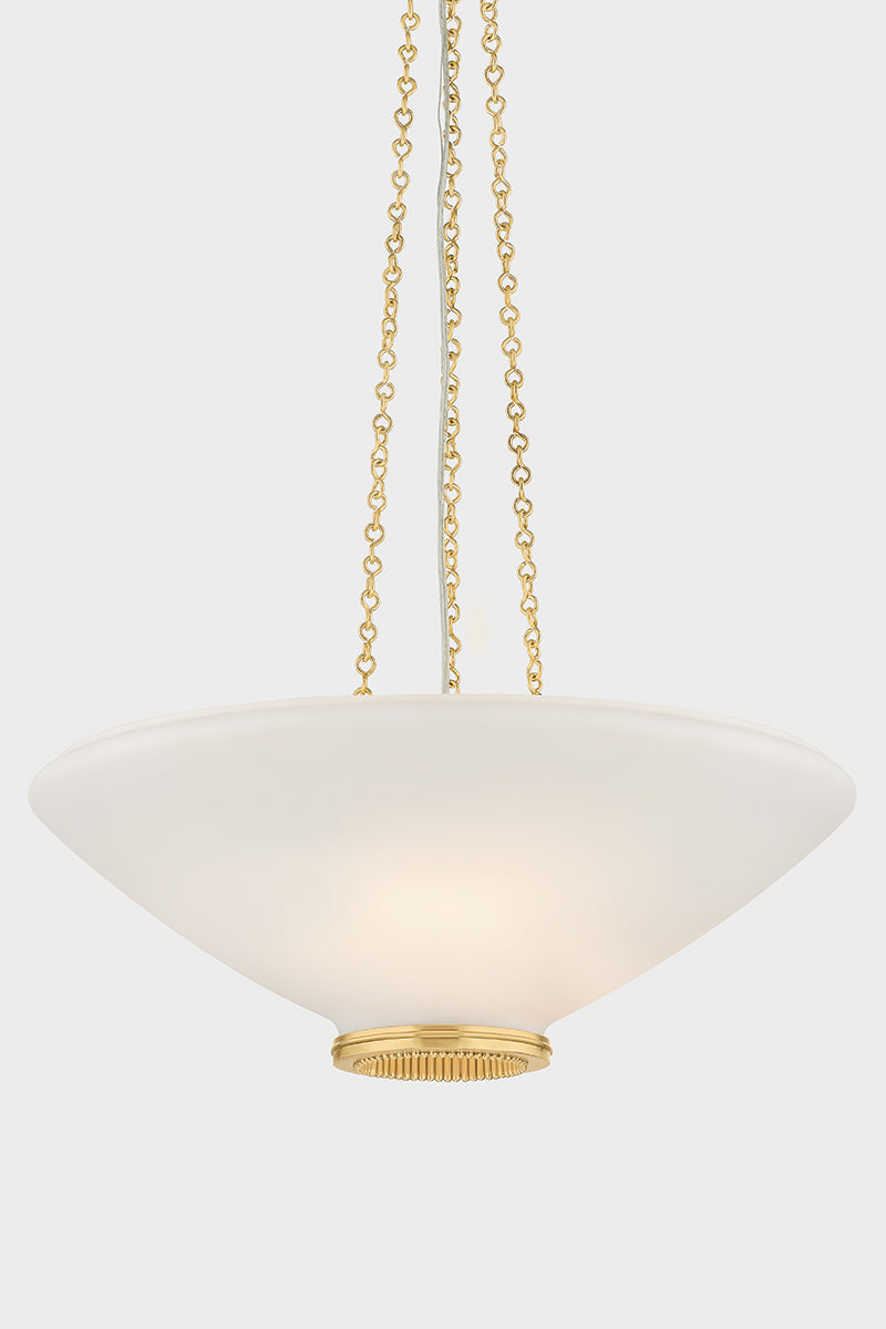 Hudson Valley Awosting 22" 3-Light Pendant in Aged Brass, room setting 2