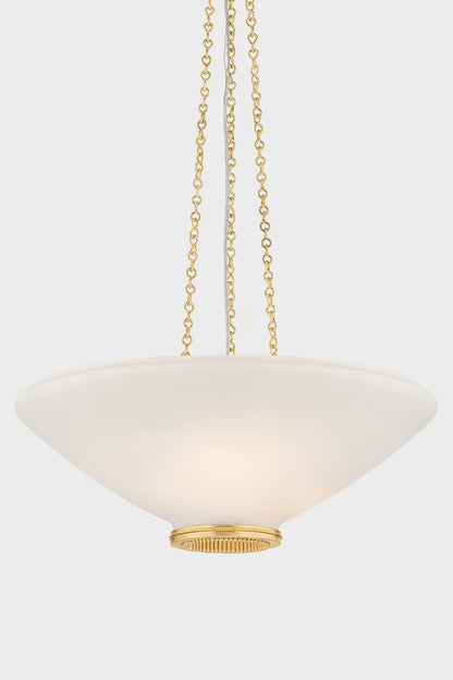 Hudson Valley Awosting 22" 3-Light Pendant in Aged Brass, room setting 2