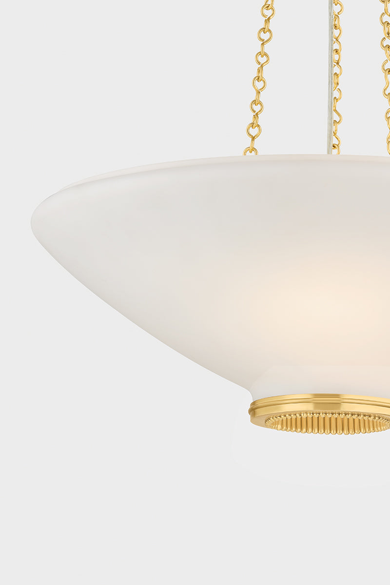 Hudson Valley Awosting 22" 3-Light Pendant in Aged Brass, room setting 3