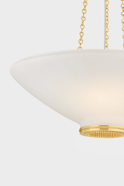 Hudson Valley Awosting 22" 3-Light Pendant in Aged Brass, room setting 3