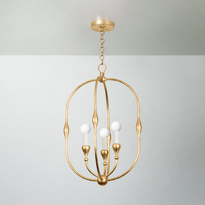 Hudson Valley Baltic 3-Light Pendant in Vintage Gold Leaf, alternate view 1