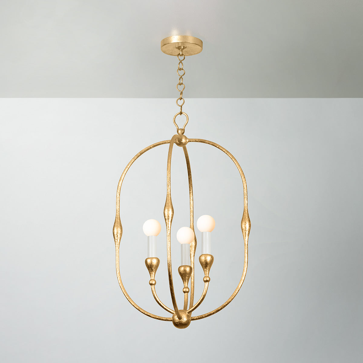 Hudson Valley Baltic 3-Light Pendant in Vintage Gold Leaf, alternate view 2