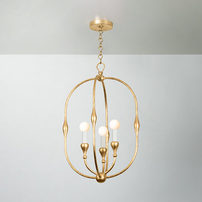 Hudson Valley Baltic 3-Light Pendant in Vintage Gold Leaf, alternate view 2