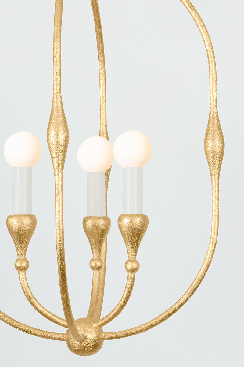 Hudson Valley Baltic 3-Light Pendant in Vintage Gold Leaf, room setting 1