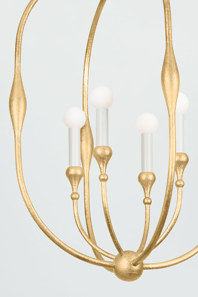 Hudson Valley Baltic 4-Light Pendant in Vintage Gold Leaf, room setting 1