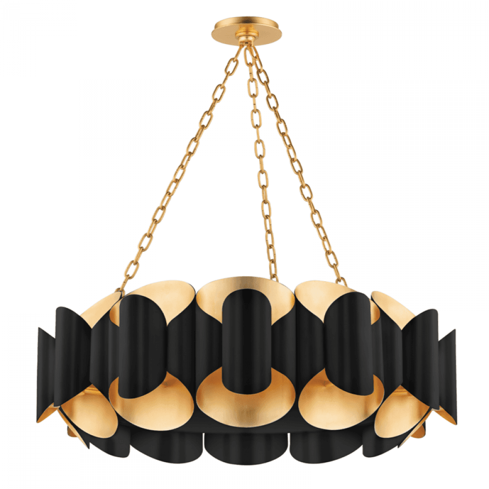 Hudson Valley Banks Chandelier Gold Leaf, Black