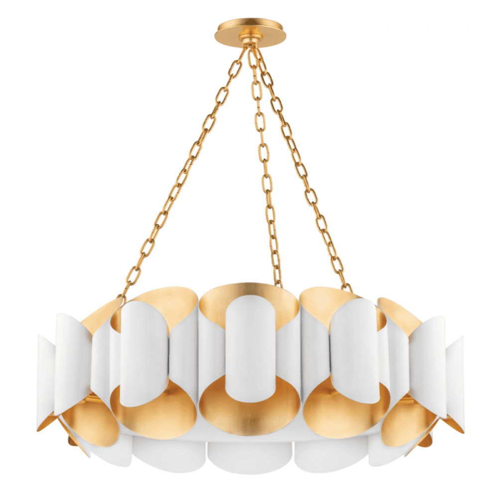 Hudson Valley Banks Chandelier Gold Leaf, White