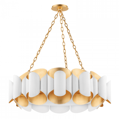 Hudson Valley Banks Chandelier Gold Leaf, White