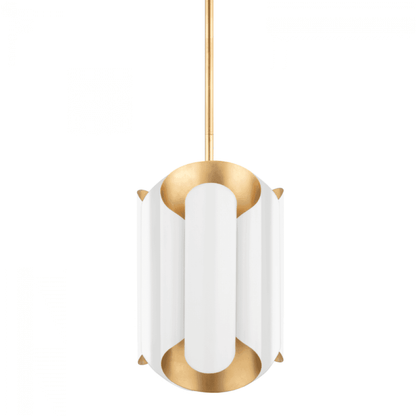 Hudson Valley Banks Pendant Gold Leaf, White