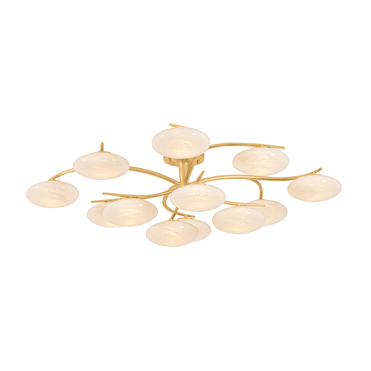 Hudson Valley Bayberry 12-Light Semi-Flush Mount Vintage Gold Leaf