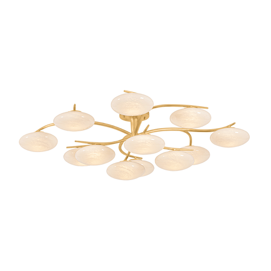 Hudson Valley Bayberry 12-Light Semi-Flush Mount Vintage Gold Leaf