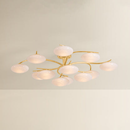 Hudson Valley Bayberry 12-Light Semi-Flush Mount in Vintage Gold Leaf, alternate view 1