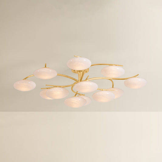 Hudson Valley Bayberry 12-Light Semi-Flush Mount in Vintage Gold Leaf, alternate view 1