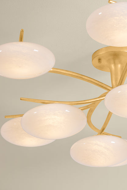 Hudson Valley Bayberry 12-Light Semi-Flush Mount in Vintage Gold Leaf, room setting 1