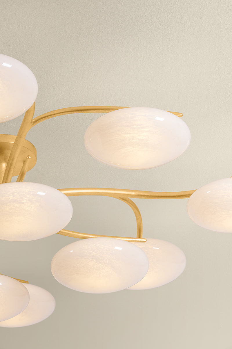 Hudson Valley Bayberry 12-Light Semi-Flush Mount in Vintage Gold Leaf, room setting 2