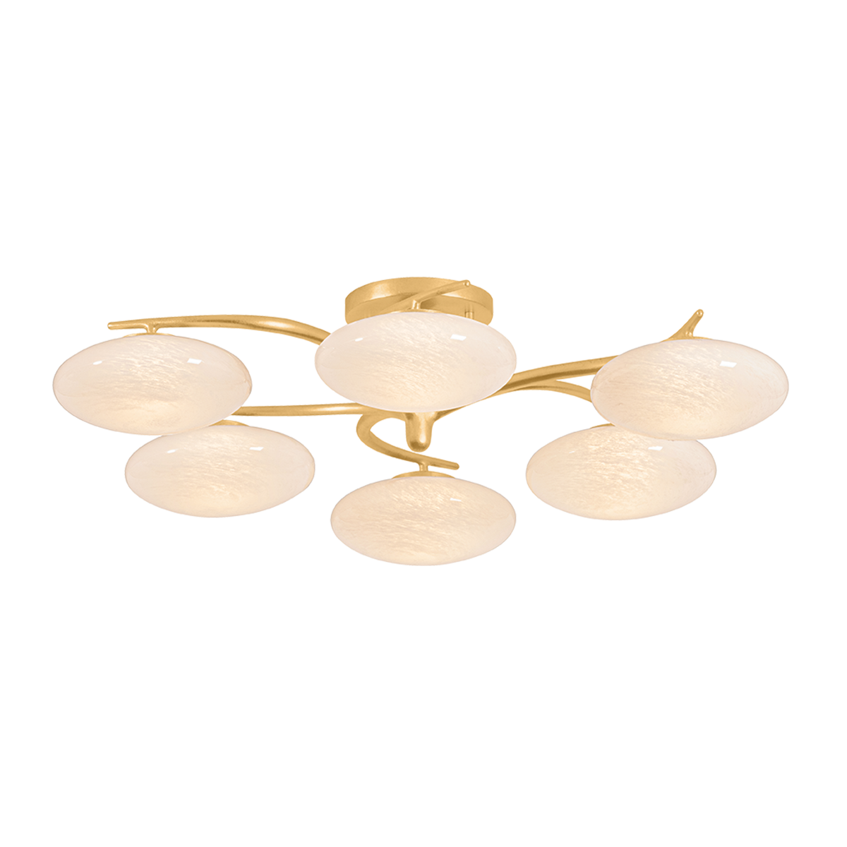 Hudson Valley Bayberry 6-Light Semi-Flush Mount Vintage Gold Leaf
