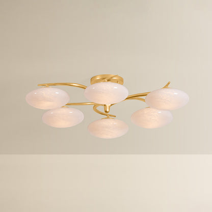 Hudson Valley Bayberry 6-Light Semi-Flush Mount in Vintage Gold Leaf, alternate view 1