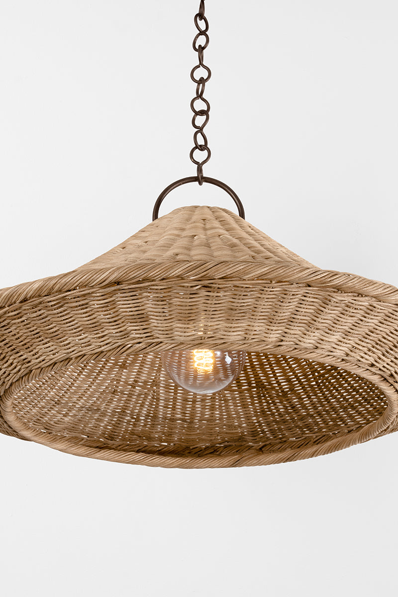 Hudson Valley Baychester 32" Pendant in Bronze Leaf, room setting 1
