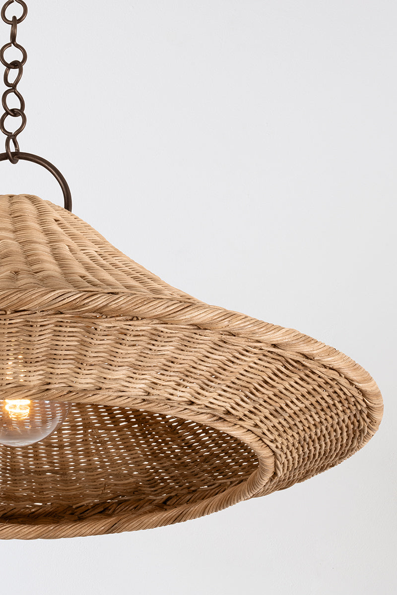 Hudson Valley Baychester 32" Pendant in Bronze Leaf, room setting 2