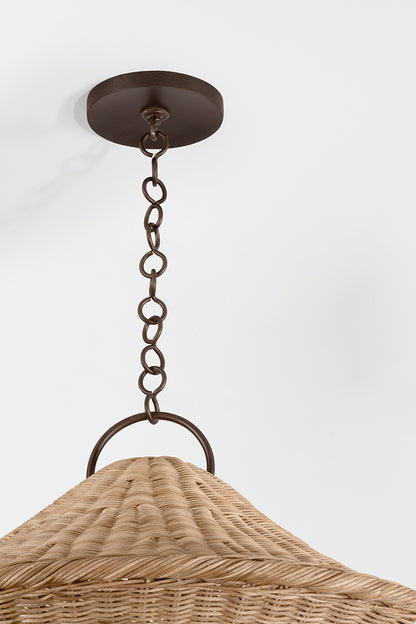 Hudson Valley Baychester 32" Pendant in Bronze Leaf, room setting 3